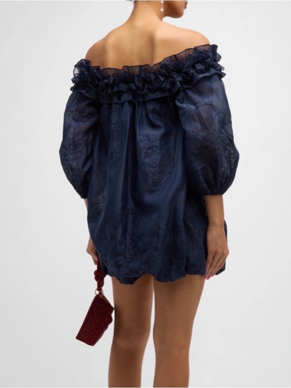 NWT Cinq A Sept Nava Organza Embroidered Mini Dress Navy Size 8 - Picture 3 of 9